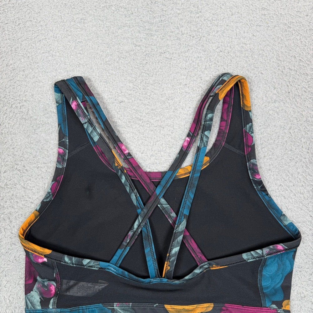 Nike Womens Dri-FIT Floral Rose Print Strappy Cross Back Sports Bra Large Black - Picture 6 of 14